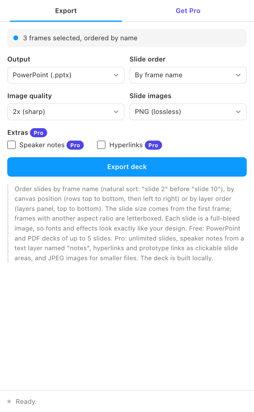 The Export tab.